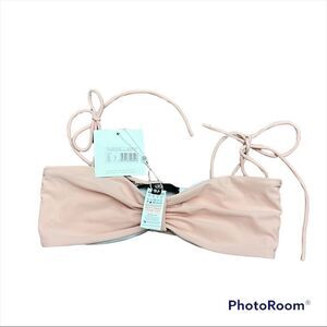 Missguided tie shoulder bow front bikini top